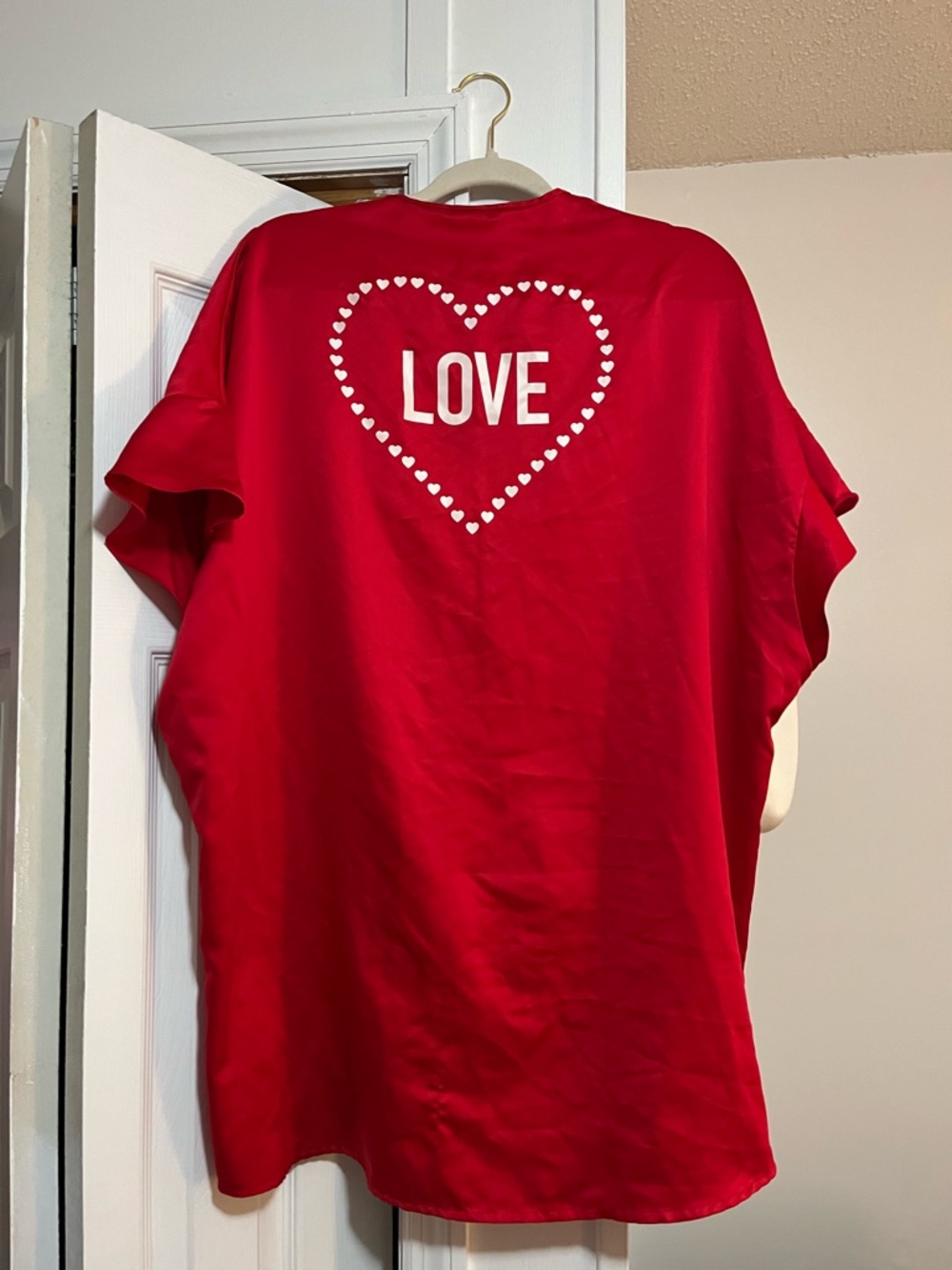 Y2K Victoria’s Secret Red Satin LOVE Robe – One Size
